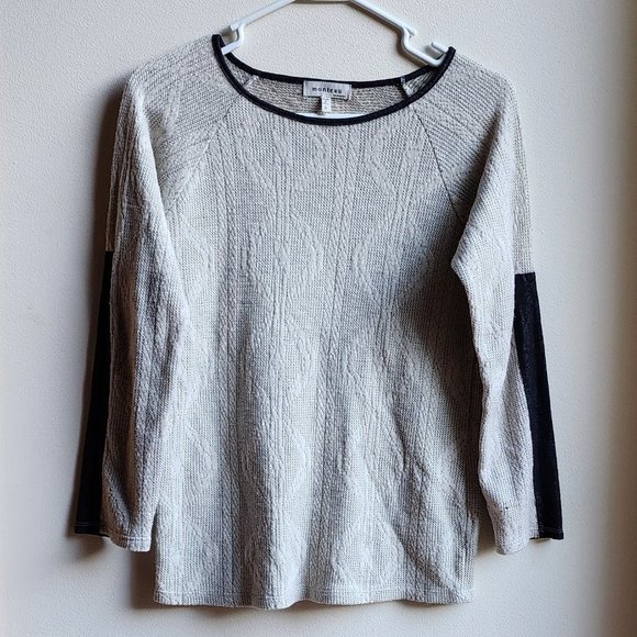 Monteau Light Gray/Black Scoop Neck Sweater Size Small - Picture 10 of 16